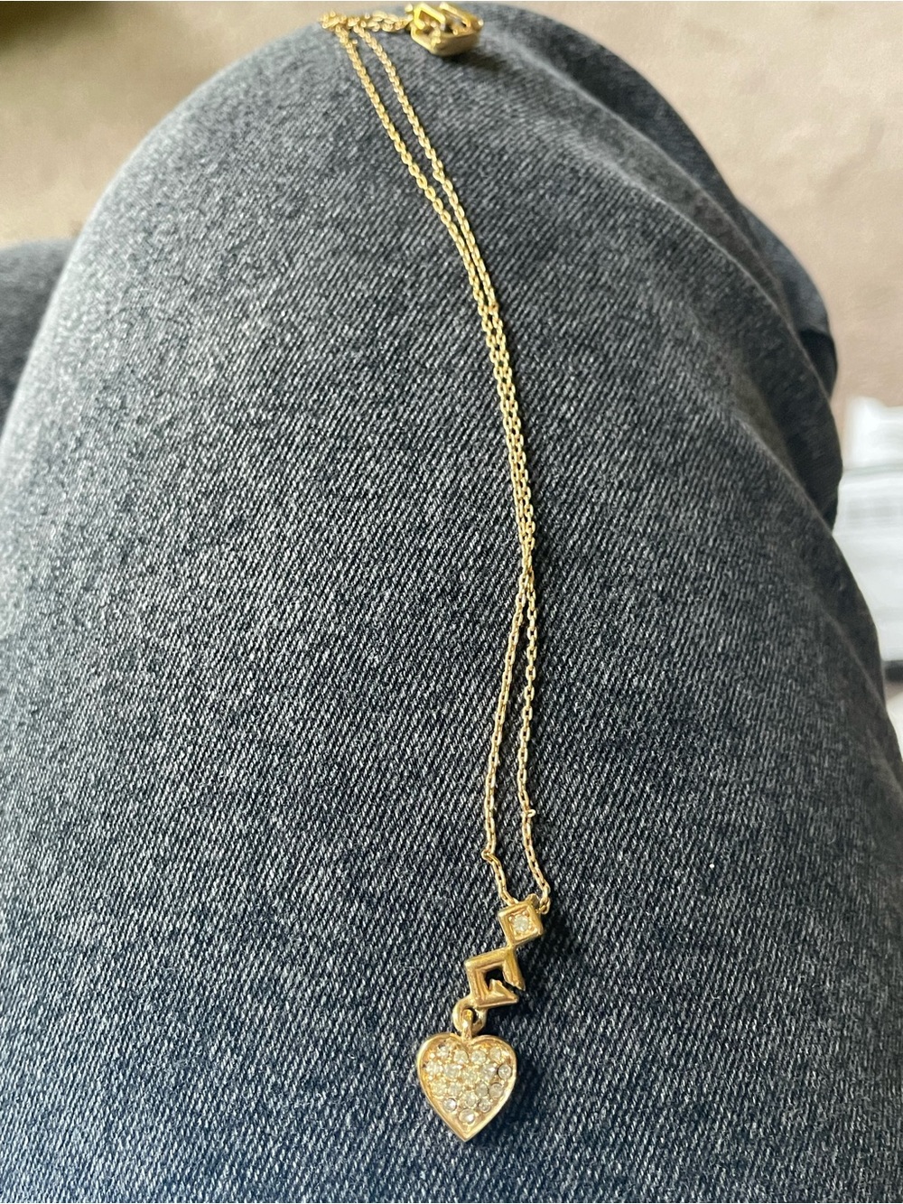Authentic Givenchy Gold Crystal Heart Pendant Necklace - Women's Jewelry - Picture 2 of 3